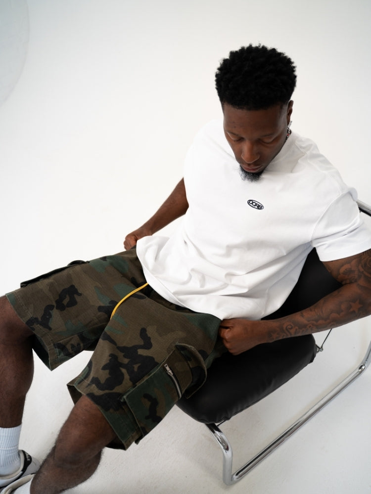 Dawery Men Camouflage Loose Cargo Shorts Drawstring Elastic Waist Three-Dimensional Versatile Multi-Pocket Military Outdoor