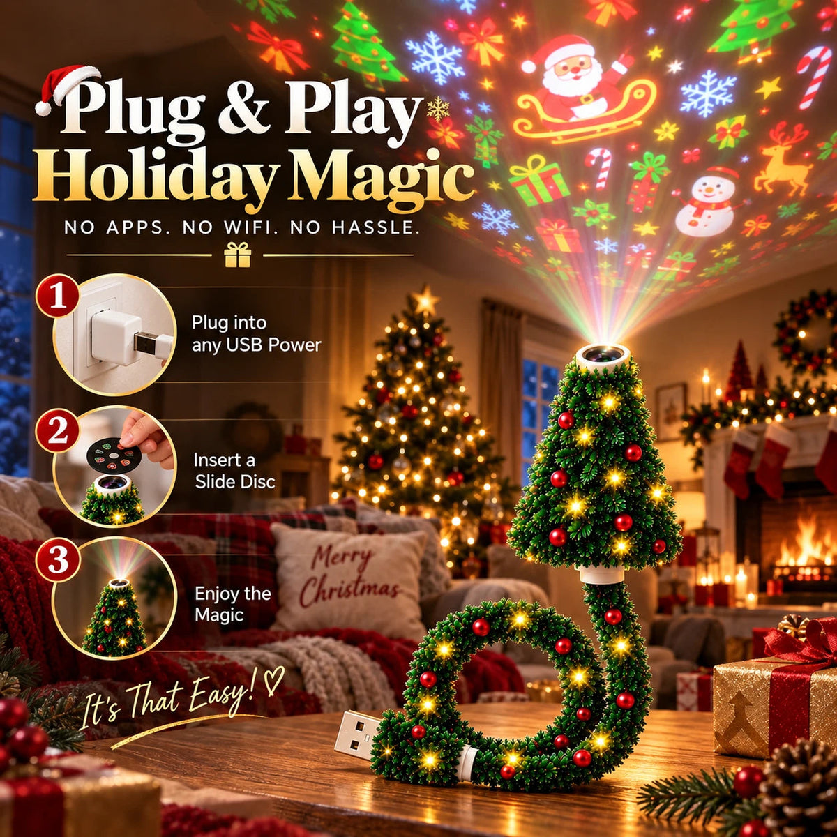 💯 Last day 50% OFF - 🎄Magical Christmas Tree USB Projector Light
