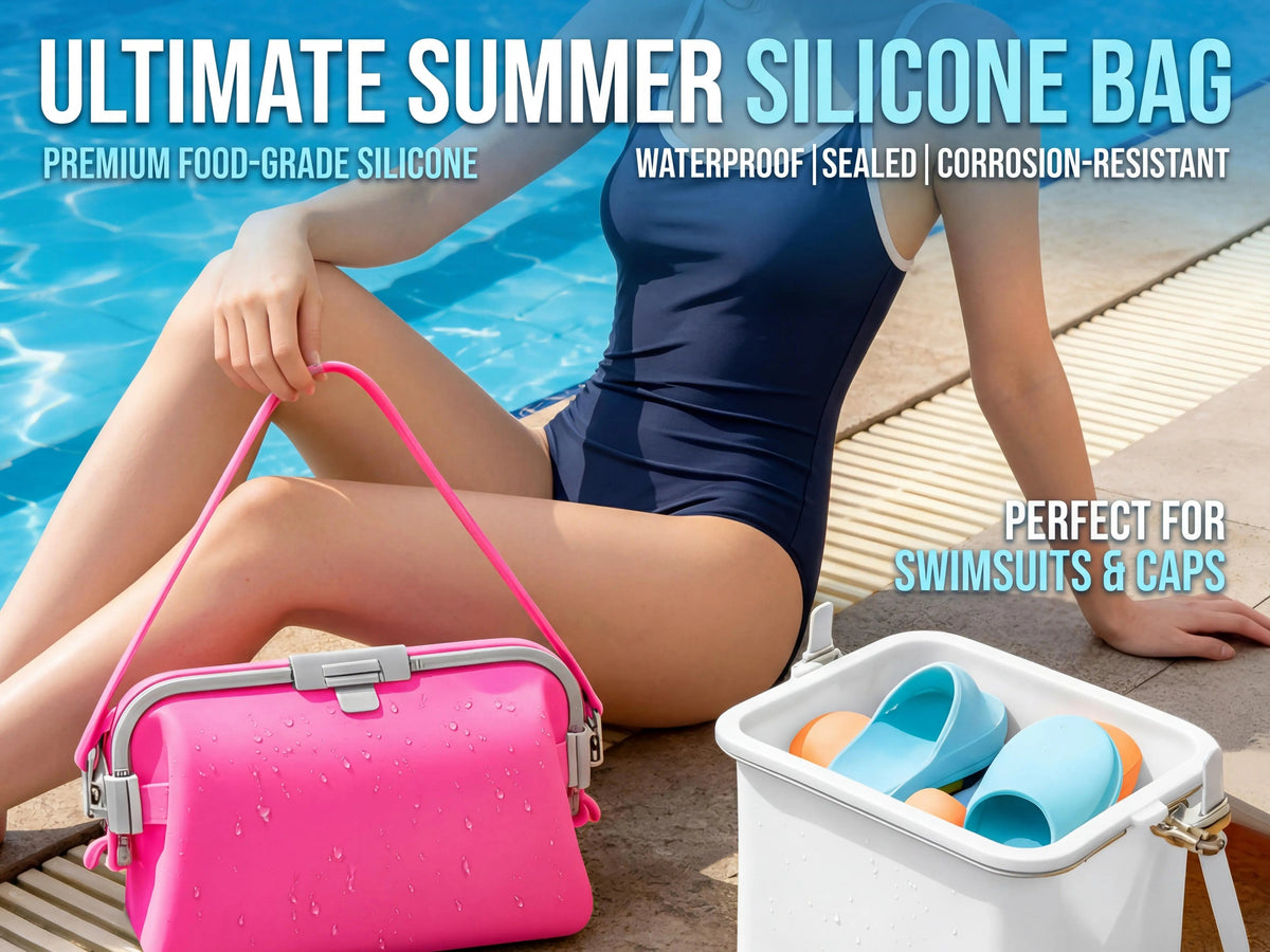 Women's Beach Tote | Silicone Pool Fashion Gym Bag | Silky PA66 nylon , Foldable , Waterproof , Sandproof , Heat-Resistant , Three-Buckle Design