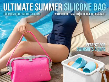 Women's Beach Tote | Silicone Pool Fashion Gym Bag | Silky PA66 nylon , Foldable , Waterproof , Sandproof , Heat-Resistant , Three-Buckle Design