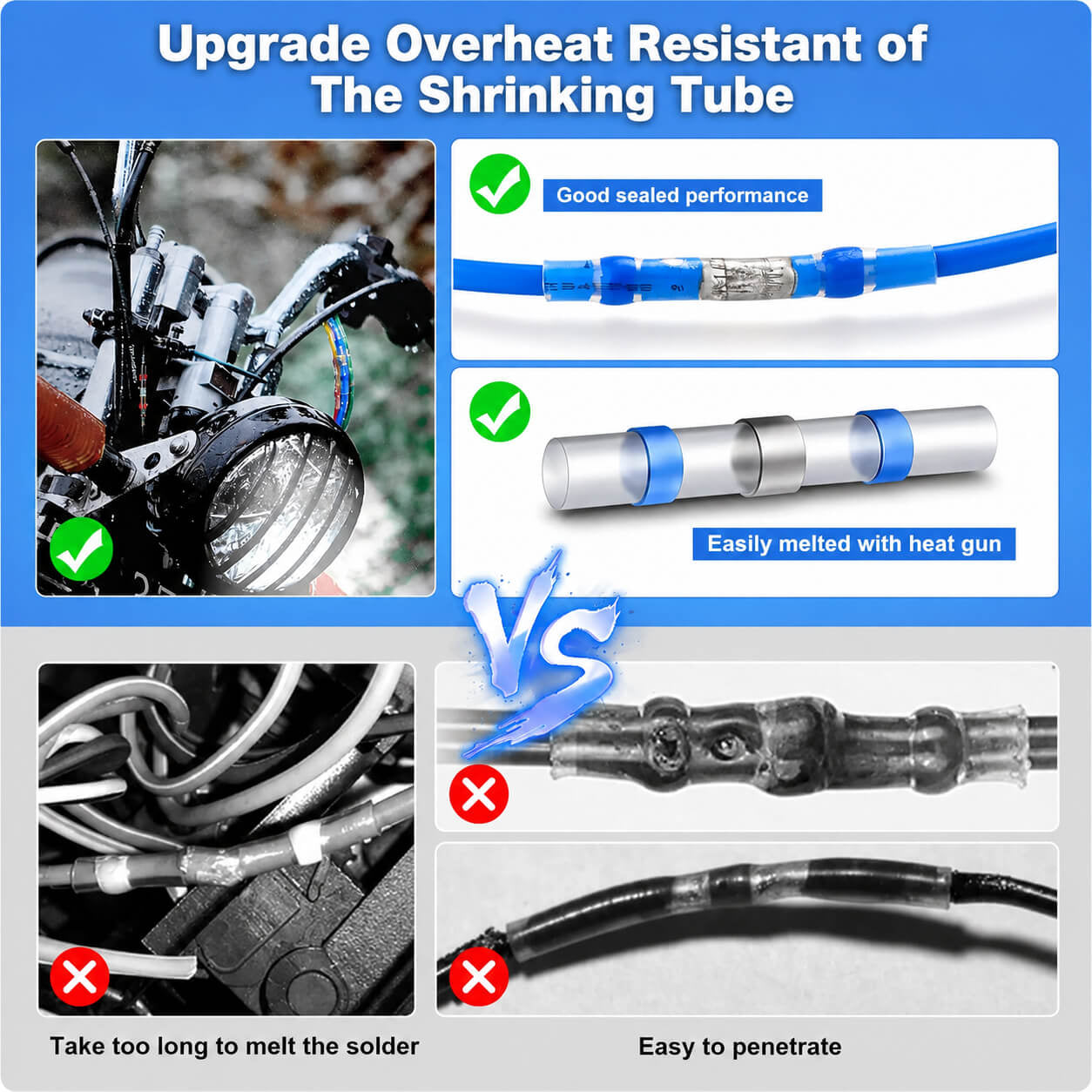300PCS Solder Seal Wire Connectors - Waterproof Heat Shrink Butt Connectors with Self-Solder Function for Marine, Automotive, Stereo Applications