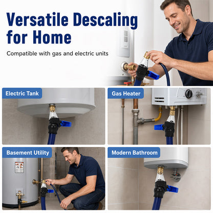 Universal Water Heater Cleaning Kit – Chemical-Free Sediment Remover with Rubber Gaskets