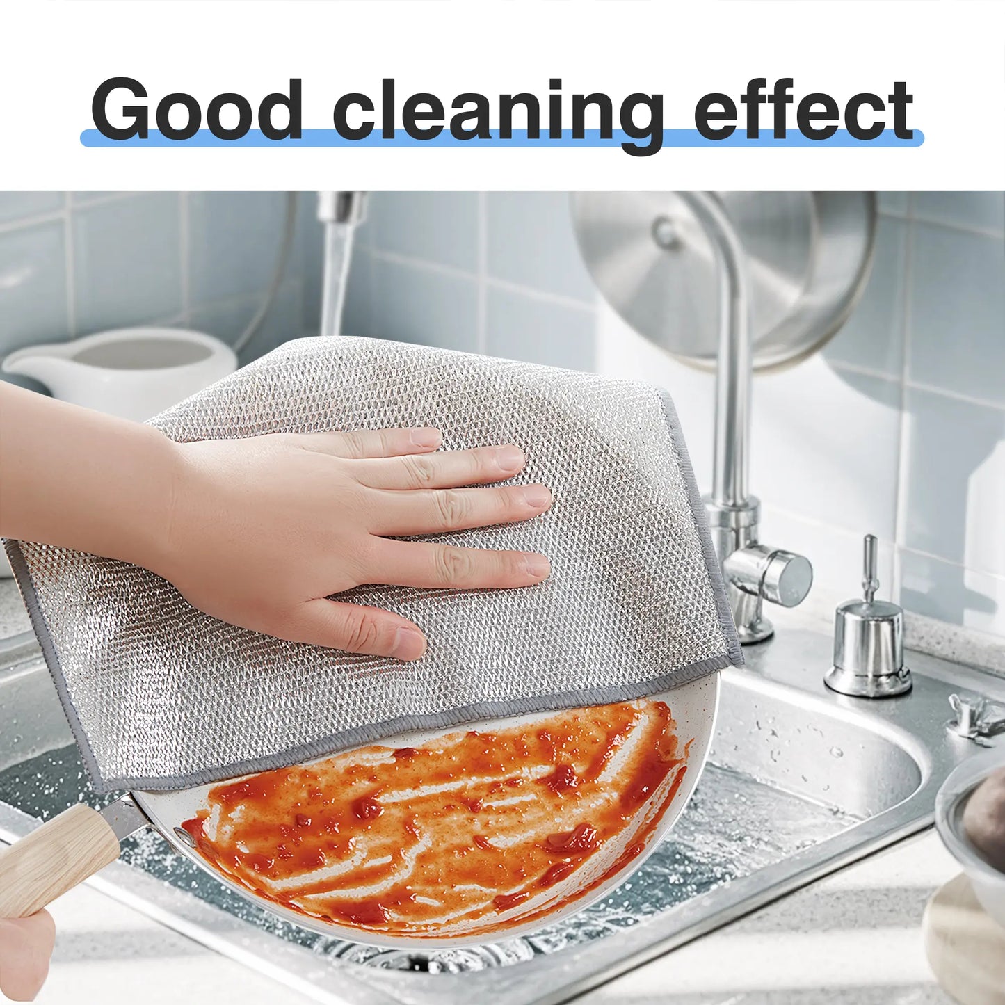 10 Counts Non Scratch Wire Dishcloth Multipurpose Wire Dishwashing Rag Metal Scrubbers for for Wet and Dry Cleaning, 2-Layer Kitchen Cleaning Cloth Cleaning Tool