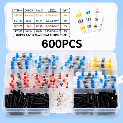 300PCS Solder Seal Wire Connectors - Waterproof Heat Shrink Butt Connectors with Self-Solder Function for Marine, Automotive, Stereo Applications