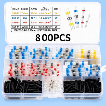 300PCS Solder Seal Wire Connectors - Waterproof Heat Shrink Butt Connectors with Self-Solder Function for Marine, Automotive, Stereo Applications